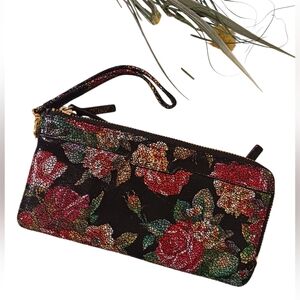WOMEN'S LODIS BLACK ROSE FLORAL PRINT WRISTLET WALLET 🖤